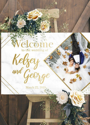 Wedding Welcome Sign - Gold Marble Edition