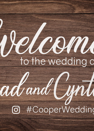 Wedding Welcome Sign - Dark Rustic Wood