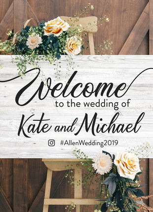 Wedding Welcome Sign - White Rustic Sign