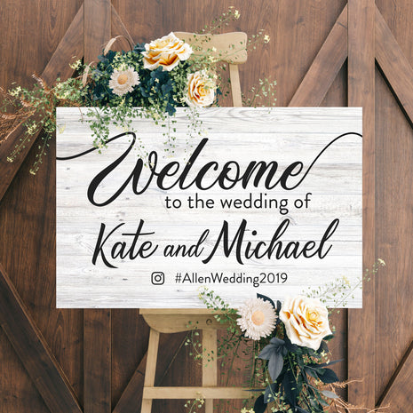 Wedding Welcome Sign - White Rustic Sign