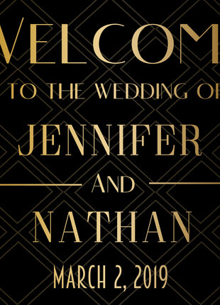 Welcome Wedding Sign - Black and Gold