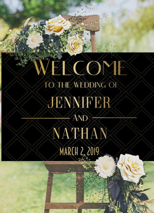 Welcome Wedding Sign - Black and Gold