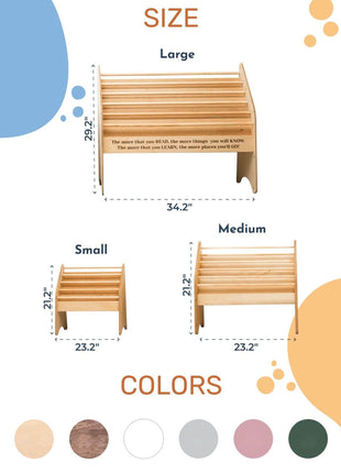 Wooden Montessori Bookshelf Pink