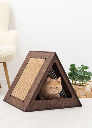 Stylish Wooden Cat Houses - Dark Walnut