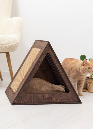 Stylish Wooden Cat Houses - Dark Walnut