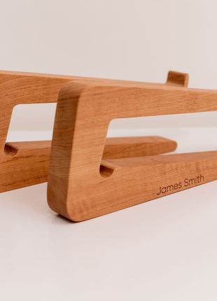 Dual Wooden Laptop Dock – Solid Wood