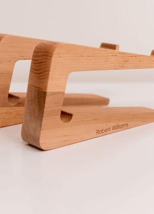 Dual Wooden Laptop Dock – Solid Wood