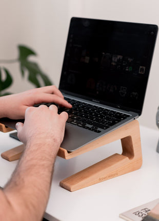 Dual Wooden Laptop Dock – Solid Wood