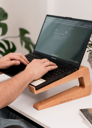 Dual Wooden Laptop Dock – Solid Wood