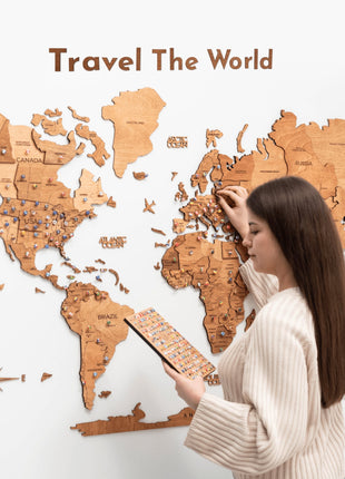Wooden Map Quote Sign - Gold