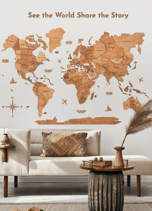 Wooden Map Quote Sign - Gold