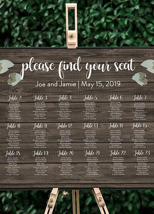Brown Floral Wedding Seating Chart