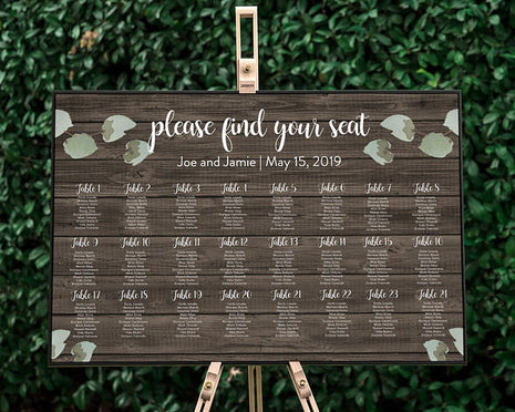 Brown Floral Wedding Seating Chart