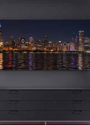Chicago Skyline Canvas Art - Baseball