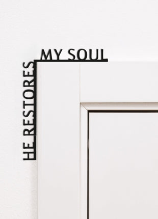 Wooden Corner Quote – He Restores My Soul