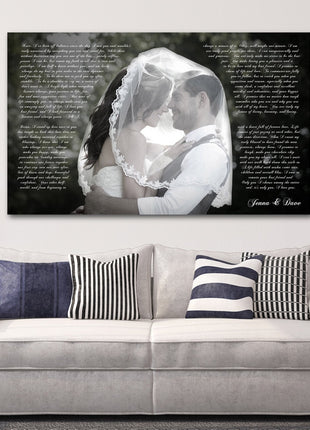 First Wedding Anniversary Gift - Your Wedding Vows On Canvas