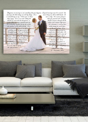 First Wedding Anniversary Gift - Your Wedding Vows On Canvas
