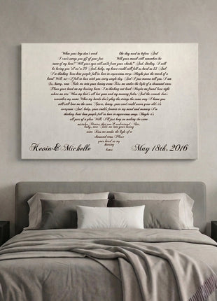 Lyrics In A Heart Canvas - Personalized Canvas