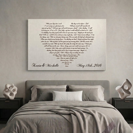 Lyrics In A Heart Canvas - Personalized Canvas