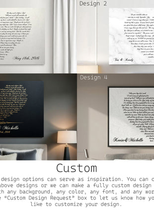 Lyrics In A Heart Canvas - Personalized Canvas