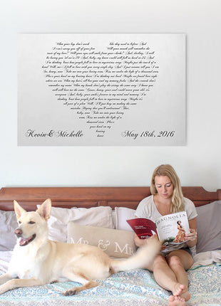 Heart Lyrics Canvas Second Anniversary Gift