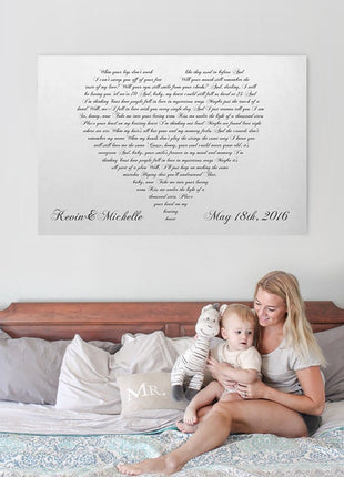 Heart Lyrics Canvas Second Anniversary Gift