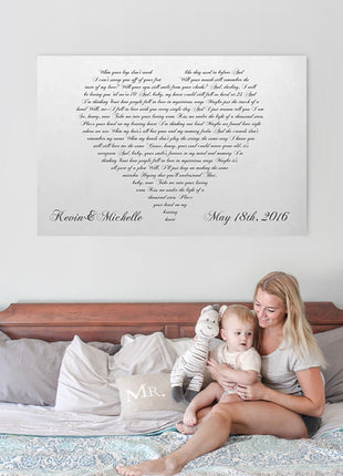 Lyrics In A Heart Canvas - Personalized Canvas
