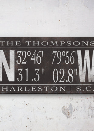 Personalized Family Name Latitude Longitude Coordinates Canvas Wall Decor