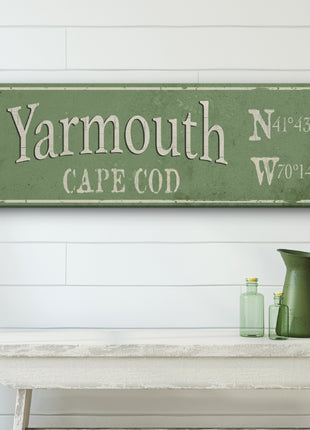 Personalized Rustic City Town Canvas Sign with Latitude Longitude Coordinates