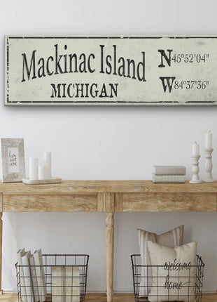 Personalized Rustic City Town Canvas Sign with Latitude Longitude Coordinates