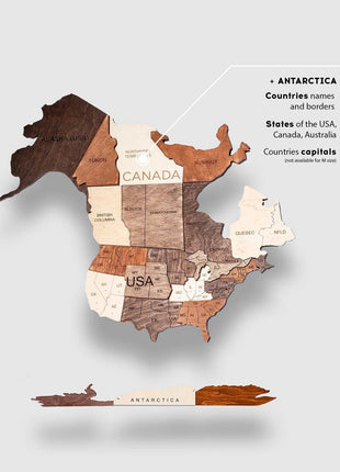Wall Decor Bundle: 3D Wooden World Map with Flag Pins