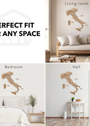 Wooden Map of Italy – Gold