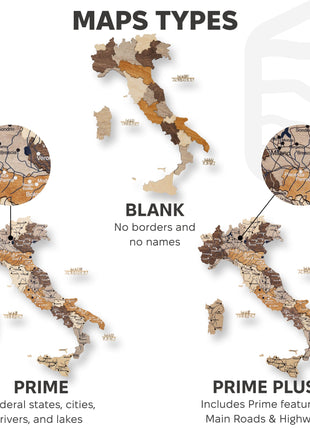 Wooden Map of Italy – Multicolor