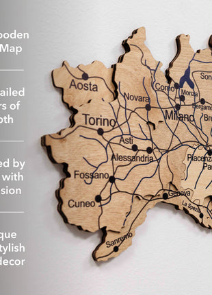 Wooden Map of Italy – Gold