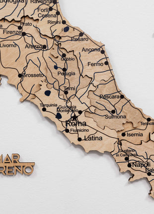 Wooden Map of Italy – Gold
