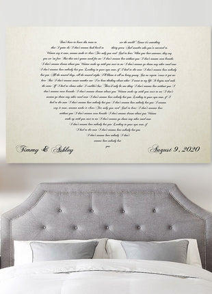 Ivory Heart Words Canvas - 14 Anniversary Gift