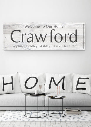 Family Name Sign - Rustic White