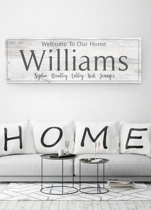 Family Name Sign - Rustic White