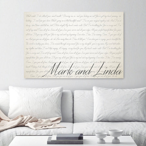 Ivory Custom Lyrics Canvas - 14th Anniversary Gift