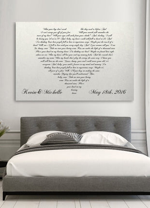 Lyrics In A Heart Canvas - Personalized Canvas
