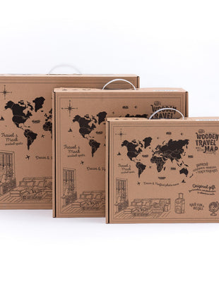 Wall Decor Bundle: 3D Wooden World Map with Flag Pins