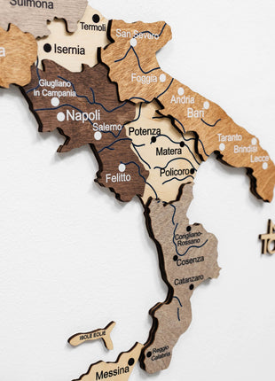 Wooden Map of Italy – Multicolor
