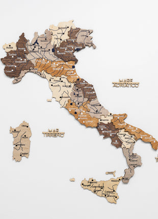 Wooden Map of Italy – Multicolor