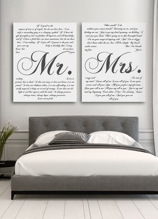 Mr And Mrs Vows On Canvas - Personalized Wall Art