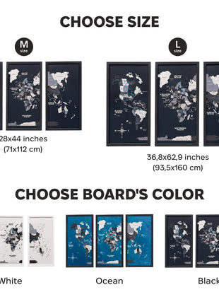 Triptych Wall Art - Wooden World Map (Nordik)