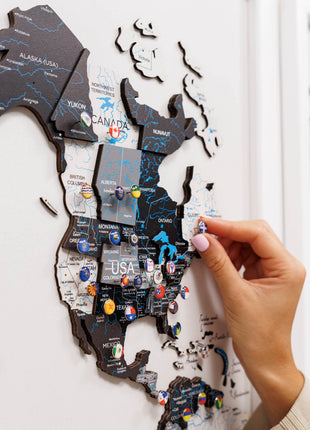 Triptych Wall Art - Wooden World Map (Nordik)