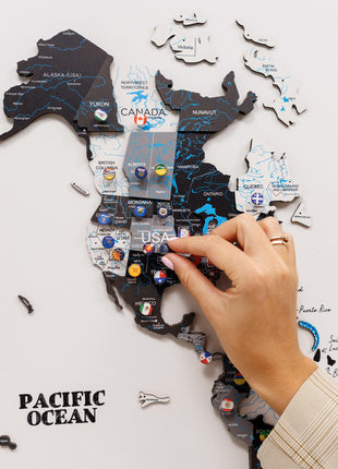 Triptych Wall Art - Wooden World Map (Nordik)