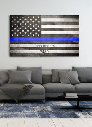 Thin Blue Line Flag - Personalized Canvas