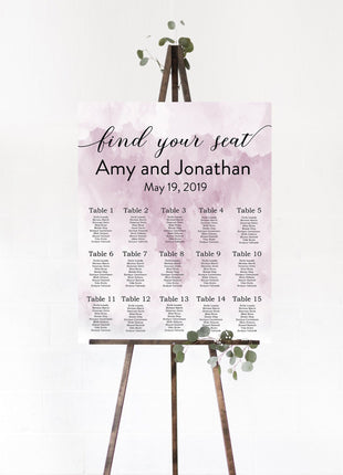 Pink Watercolor Wedding Seating Chart