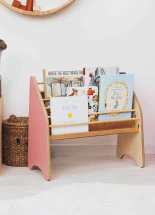Wooden Montessori Bookshelf Pink